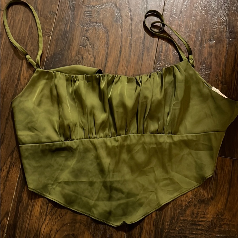 Chic Olive Satin Tie-Back Camisole